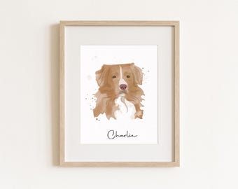 Custom Watercolor Pet Portrait, Personalized Dog Painting, Pet Memorial Gift, Dog Portrait From Photo, Custom Pet Art, Pet Lover Gift