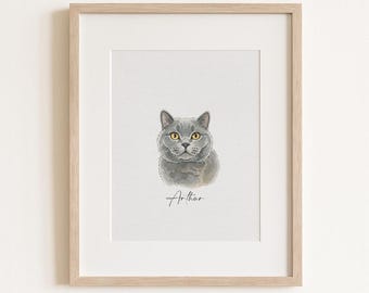 Custom Watercolor Pet Portrait, Cat Portraits from Photos, Dog Portraits from Photos, Pet Painting, Custom Tiny Paintings, Miniature Pet Art