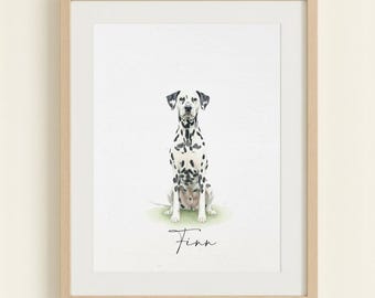 Custom Pet Portrait, Personalised Dog Illustration, Dog Cat Wall Art, Hand Drawn Pet Gift, Digital Artwork, Pet Memorial Christmas Gift