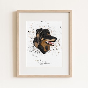 Benutzerdefinierte Hunde Portrait Druck | Personalisierte Haustier Illustration | Aquarell Style Dog Wandkunst | Geschenk für Hundeliebhaber