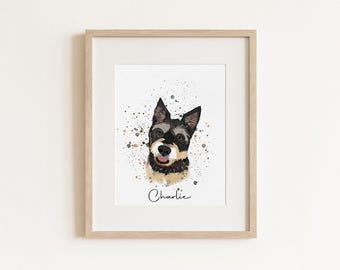 Personalisiertes Aquarell Hundeportrait vom Foto, Haustierportrait, Hundeportrait, Hundeliebhaber Geschenk, Digitale Haustier Malerei