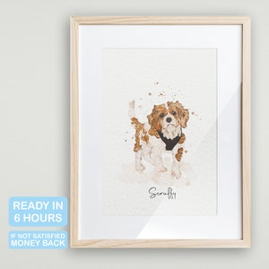 Watercolor Pet Portrait From Photo Personalized Gift For Her/Women Girlfriend Gift Dog Portrait Pet Memorial Dog Mom Christmas Gift Handmade