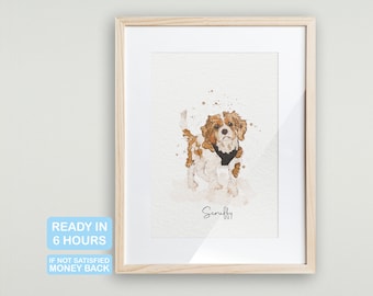 Watercolor Pet Portrait From Photo Personalized Gift For Her/Women Girlfriend Gift Dog Portrait Pet Memorial Dog Mom Christmas Gift Handmade