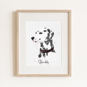 Custom Pet Portrait with Name, Personalized Watercolor Dog Print, Minimalist Pet Wall Art, Gift for Pet Lovers, Pet Memorial Art