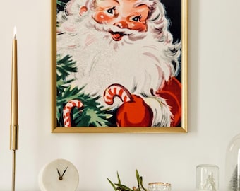 Vintage Santa Claus Printable Wall Art | Retro Christmas Décor | Holiday Digital Download