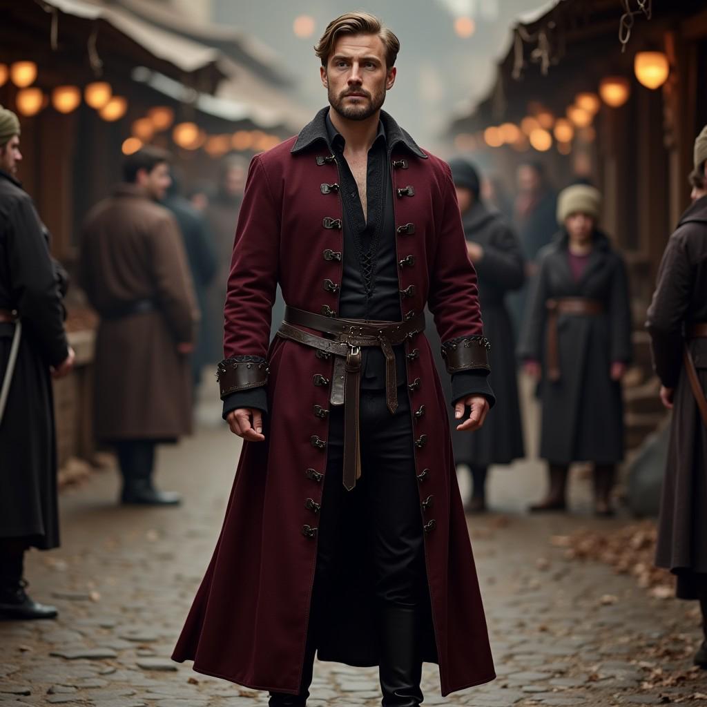 メンズ リーガル バーガンディ レザー コート | クロスステッチの