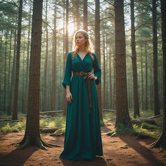 Forest Green Medieval Dress | Renaissance-inspired Women's Gown With Belt |  Viking Cosplay Costume | Elegant Norse-inspired Outfit - Etsy