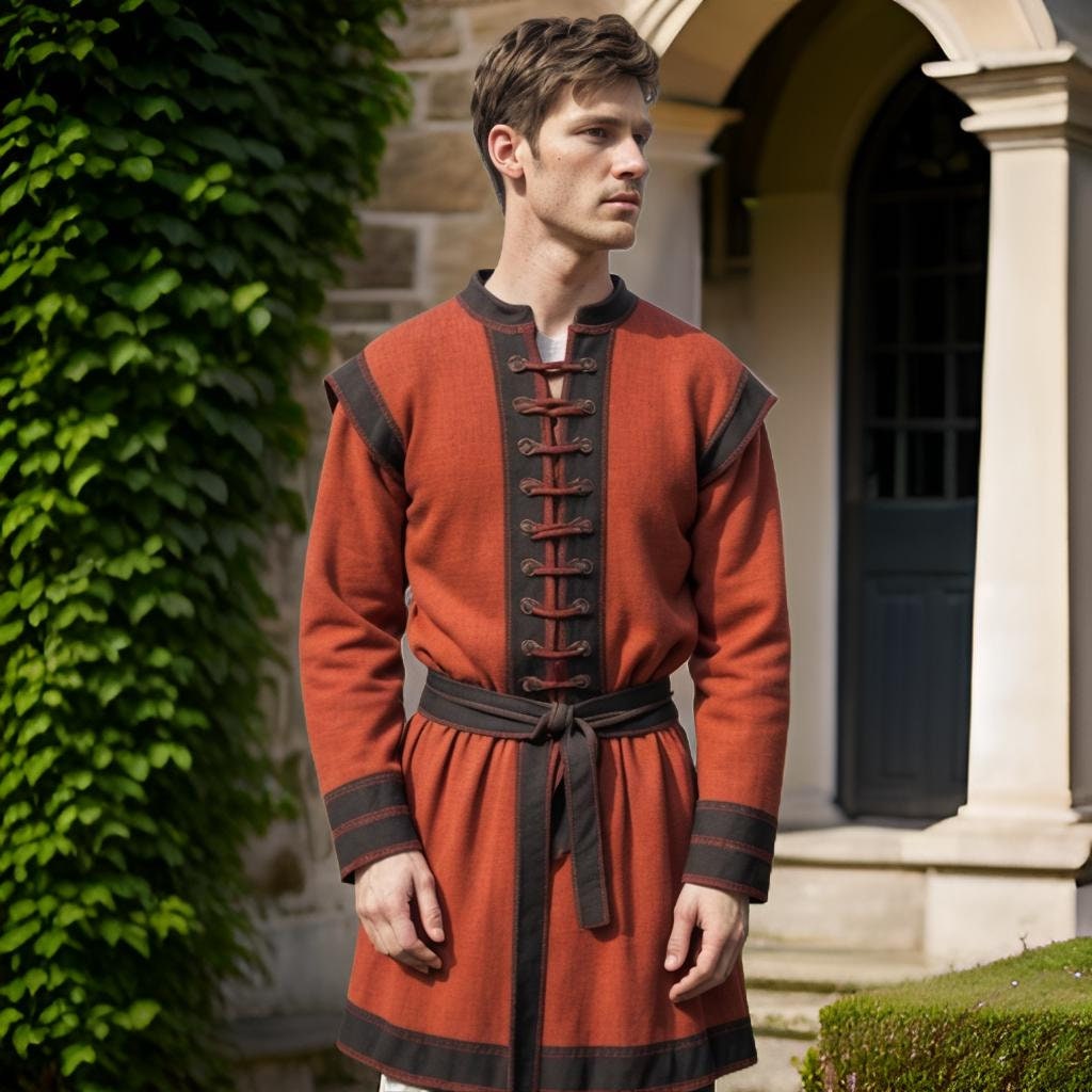 Traditional Slavic Men's Tunic | Renaissance Rustic Medieval Costume | Historical Reenactment Warrior Attire | Authentic Period Costume