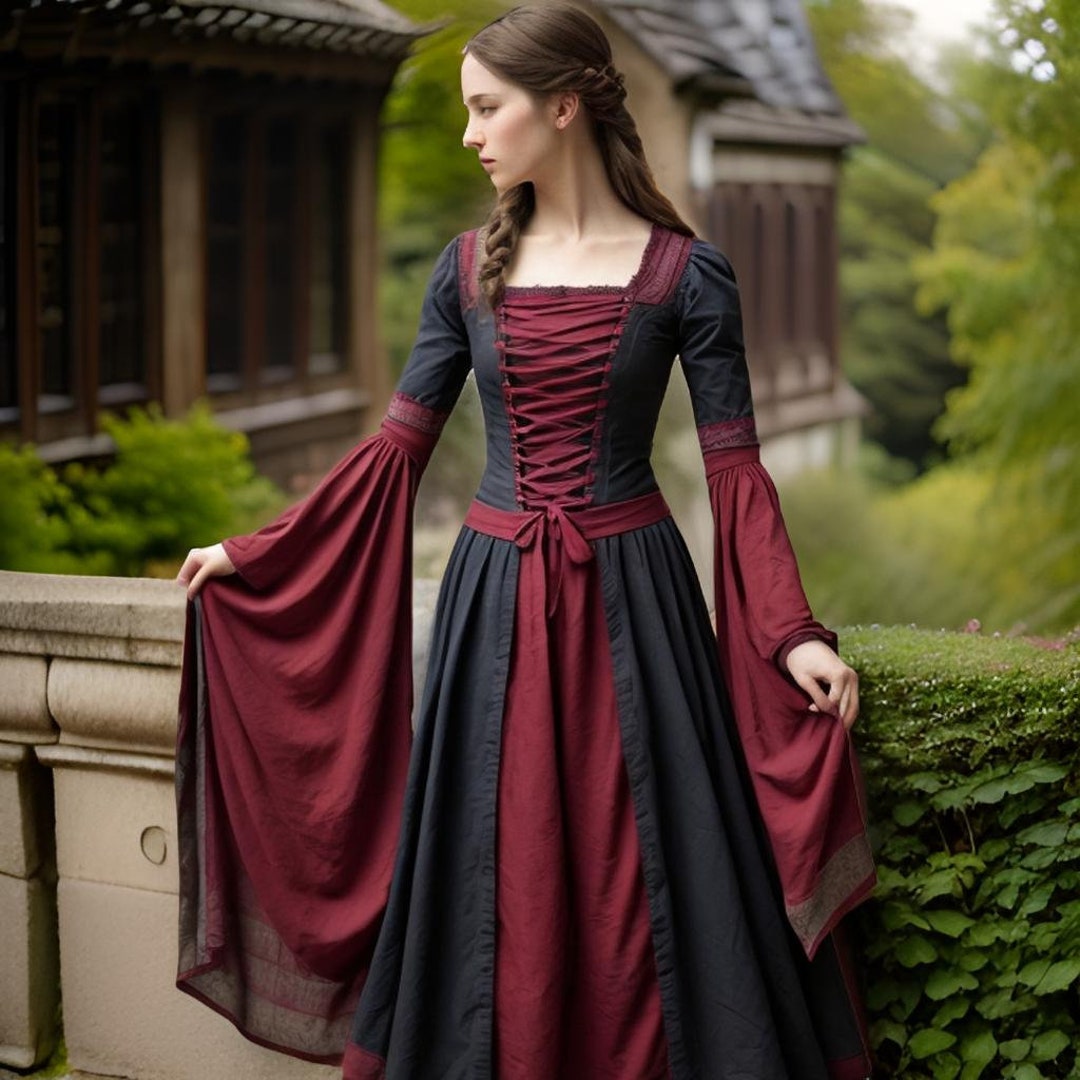 Elegant Medieval Princess Dress Renaissance Gown Corset Dress Burgundy and  Navy Blue Women's Gown Luxury Period Dress - Etsy