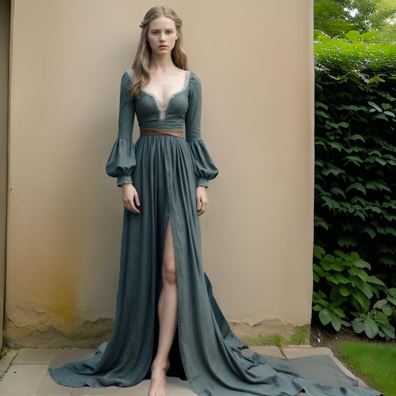 Luxurious Teal Flowing Gown With Lace Details | Romantic Long Dress for Special Occasions | Puff Sleeve Women's Dress | Formal Event Dress - Etsy Luxurious Teal Flowing Gown With Lace Details | Romantic Long Dress for Special Occasions | Puff Sleeve Women's Dress | Formal Event Dress - Etsy