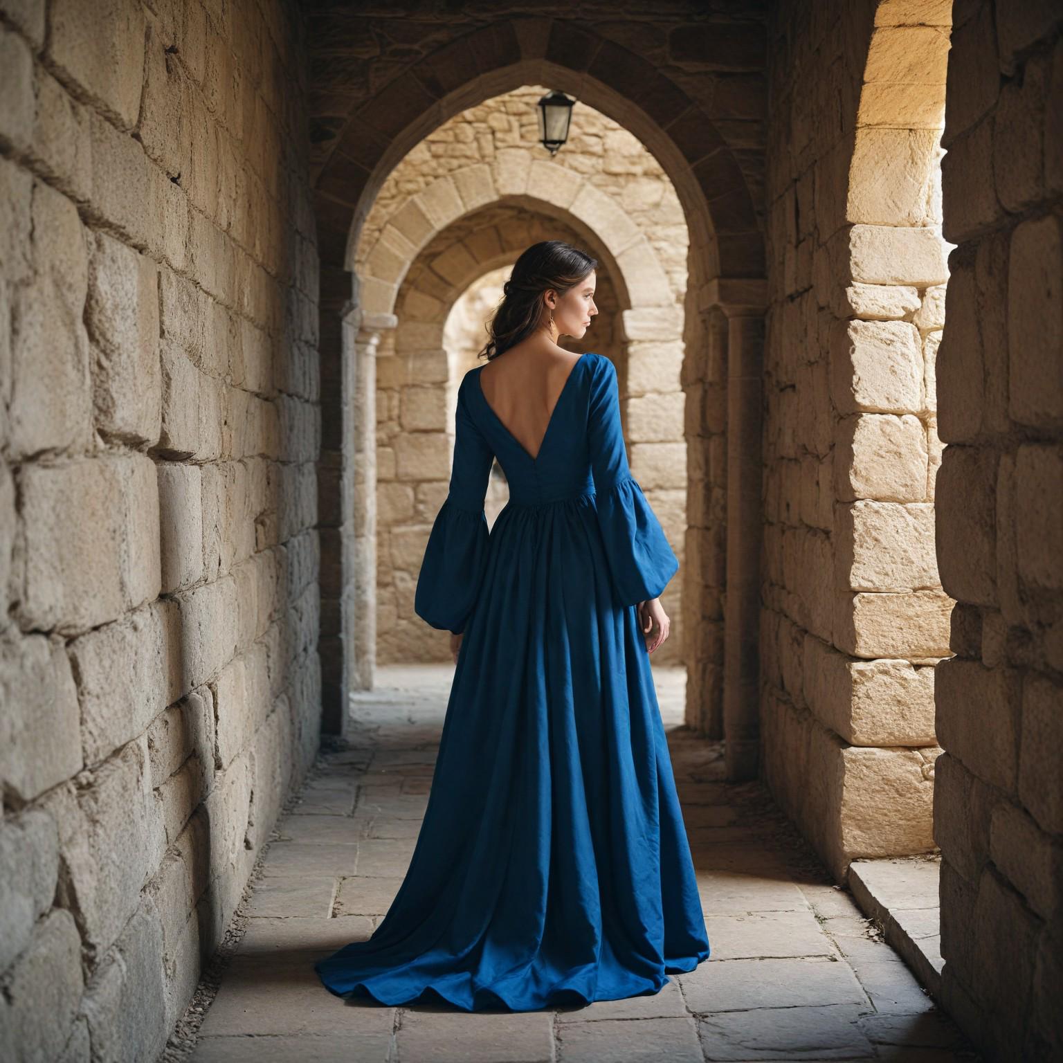 princess polly baby blue dress Blue Jacquard Satin and Velvet Prom Dress with Puffed Sleeves 22284 Custom Colors / US4 main image 0