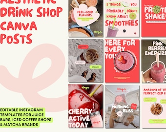 Editable Instagram Templates for Smoothie Shops, Coffee Bars & Drink Creators