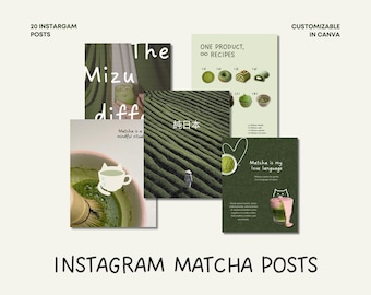 Matcha Instagram posts | Matcha Social Media Canva templates