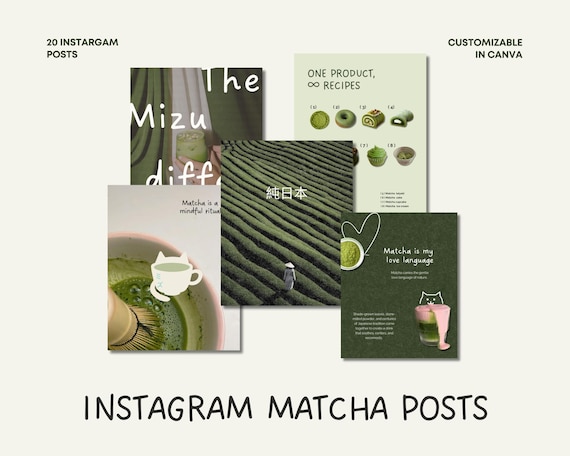 Matcha Instagram posts | Matcha Social Media Canva templates