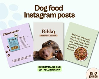 Dog Instagram Templates | Canva Editable Posts for Pet Food Businesses