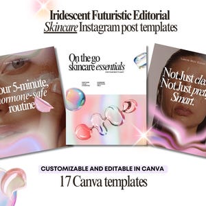 Iridescent Futuristic Editorial Skincare Instagram Post Templates