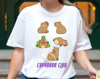 Cute Capybara Club T-Shirt, Funny Unisex Animal Lover Shirt, Comfort Colors Shirt