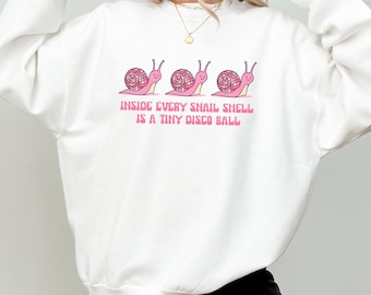 Disco Snails Shirt TikTok Song Trend, Oversized Graphic T-Shirt, Retro Snail Sweatshirt