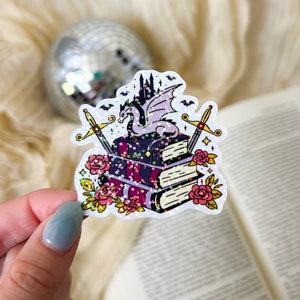 Fantasy Sticker For Book Lovers, Romantasy Sticker For Laptop, For Water Bottle, Bookish Stickers For Kindle, Holographic, 2.3x2.2 in, S#121