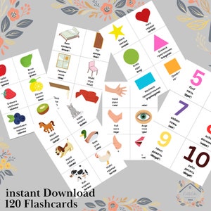 Lernkarten Kinder / Deutsch-Russisch mit Lautschrift / Download PDF / Montessori Flashcard