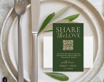 Tarjeta de boda con código QR: Recuerdo para compartir fotos y vídeos (descarga digital)