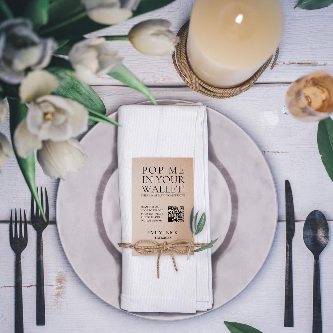 Wedding QR Code Wallet Card Favor | Editable Digital Download for Photo ...