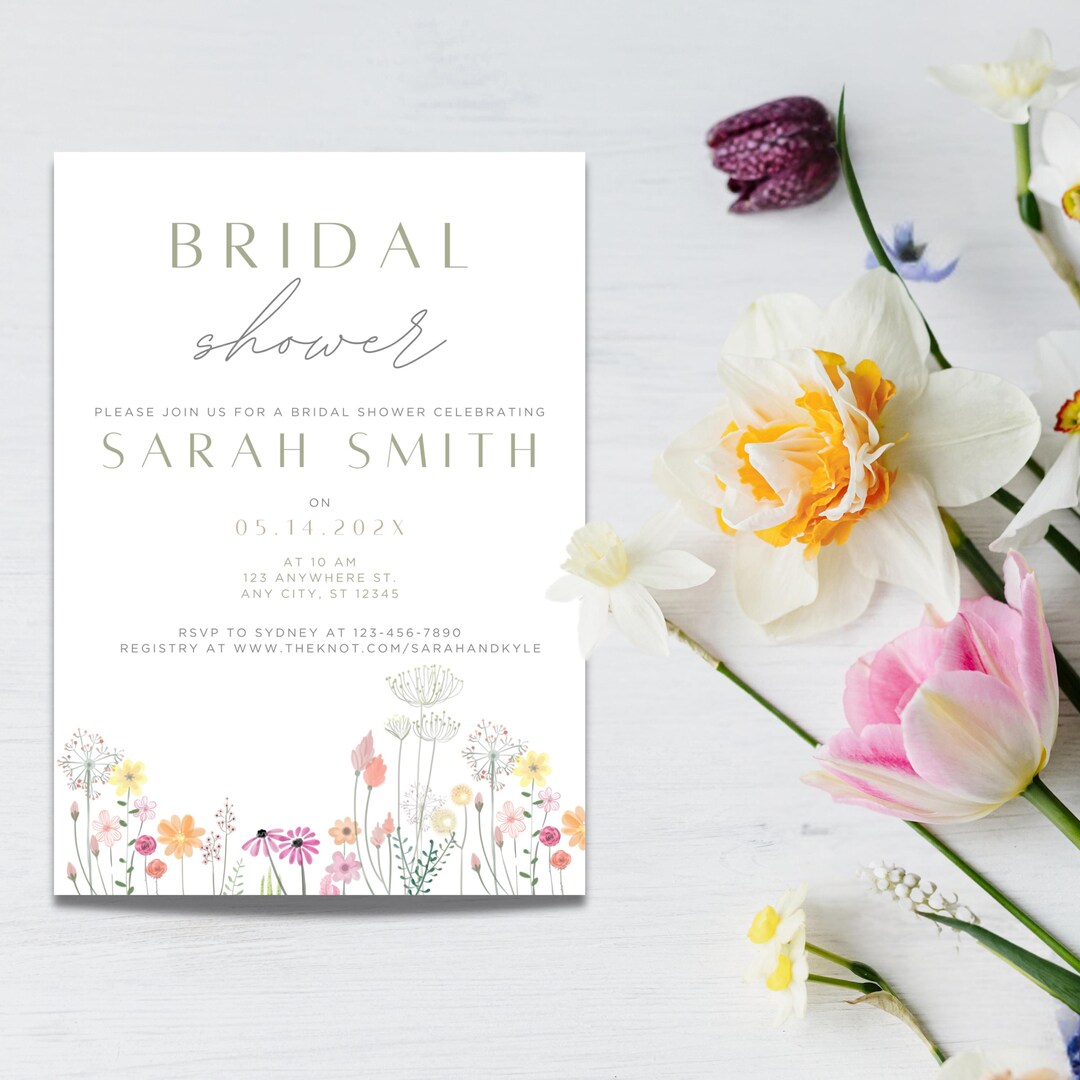 Floral Bridal Shower Invitation Canva Template • Editable 5x7 &amp; 4x6 ...