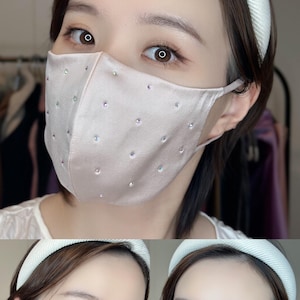 UV Silk Mask,100% Mulberry Silk, UPF 50+, Extra Coverage BóVita Classic Collection Black Full Diamond