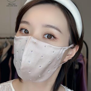 UV Silk Mask,100% Mulberry Silk, UPF 50+, Extra Coverage BóVita Classic Collection Pink Full Diamond