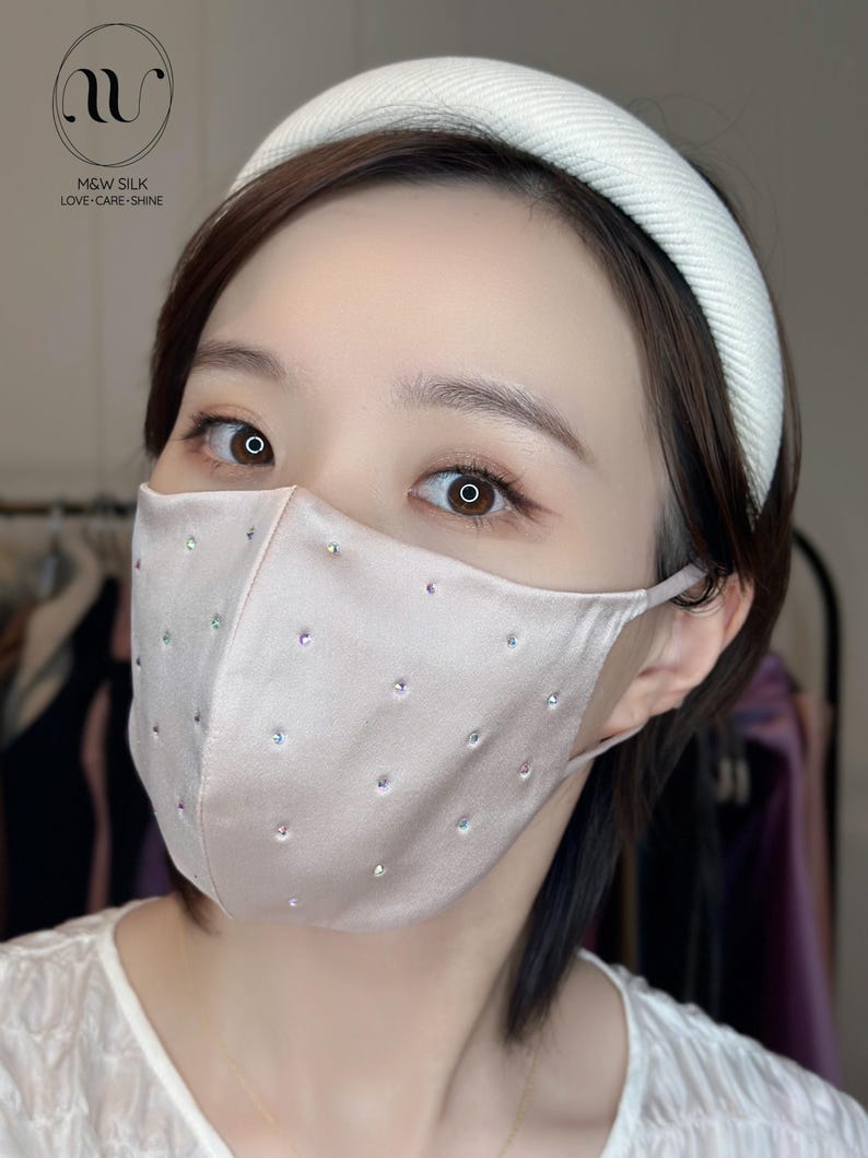UV Silk Mask,100% Mulberry Silk, UPF 50+, Extra Coverage BóVita Classic Collection Pink Full Diamond