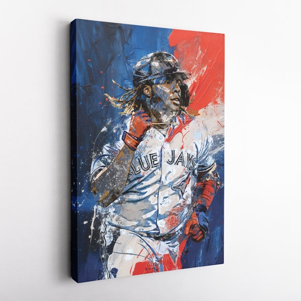 Vladimir Guerrero Jr. Poster Toronto Blue Jays MLB Abstract Painting Canvas Wall Art Home Decor Print Framed Poster Man Cave Gift