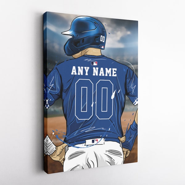 Toronto Blue Jays Jersey MLB Personalized Jersey Custom Name and Number Canvas Wall Art Home Decor Framed Poster Man Cave Gift