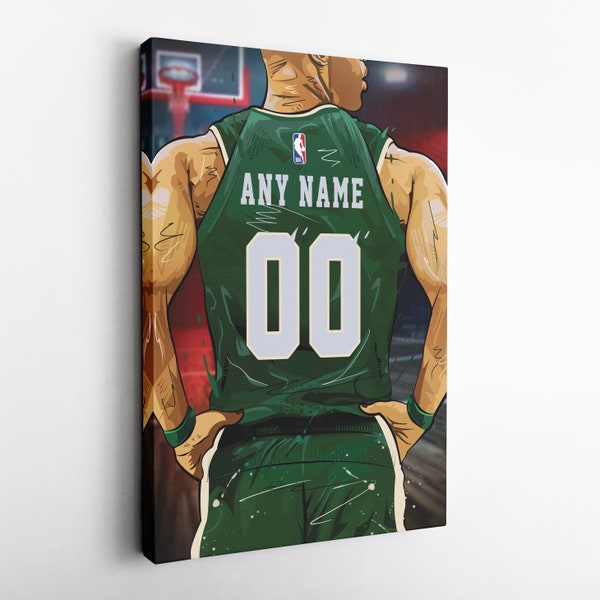 Milwaukee Bucks Jersey Personalized Jersey NBA Custom Name and Number Canvas Wall Art Home Decor Framed Poster Man Cave Gift