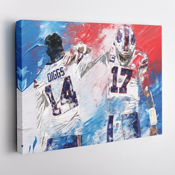 Josh Allen Stefon Diggs Poster Buffalo Bills NFL Abstract Painting Canvas Wall Art Home Decor Print Framed Poster Man Cave Gift