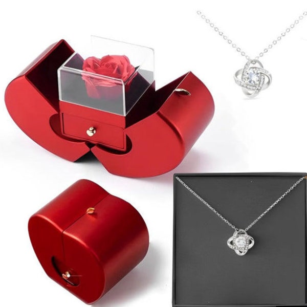 Coffret Rose Eternelle Et Collier D'Amour