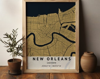 Custom City Map | Map Print | New Orleans Louisiana | Louisiana city Map Print | City Map Print  | Custom Map Print | Wall Art Décor | Map