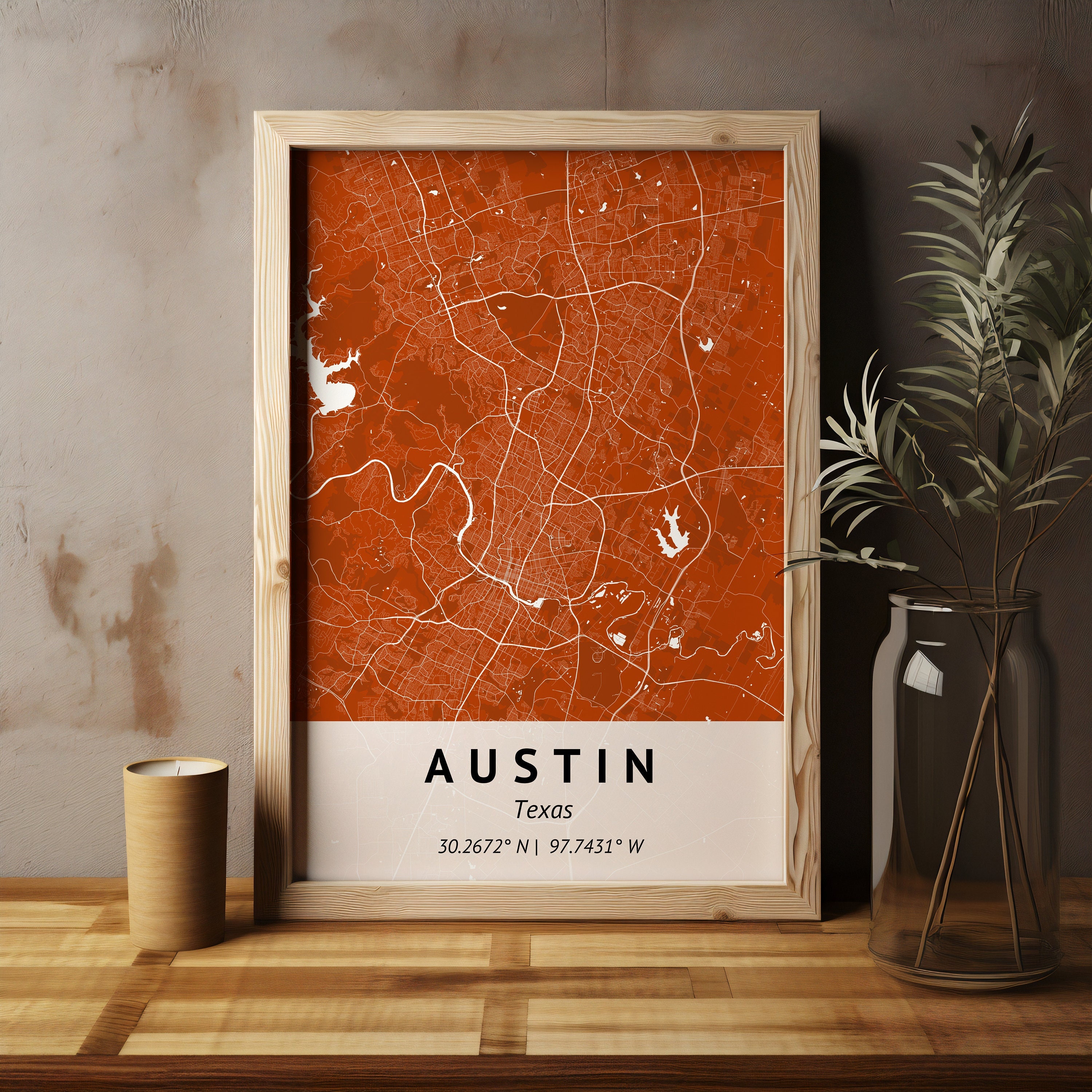 Custom City Map Map Print Austin Texas Austin Texas Map Print Texas Map ...