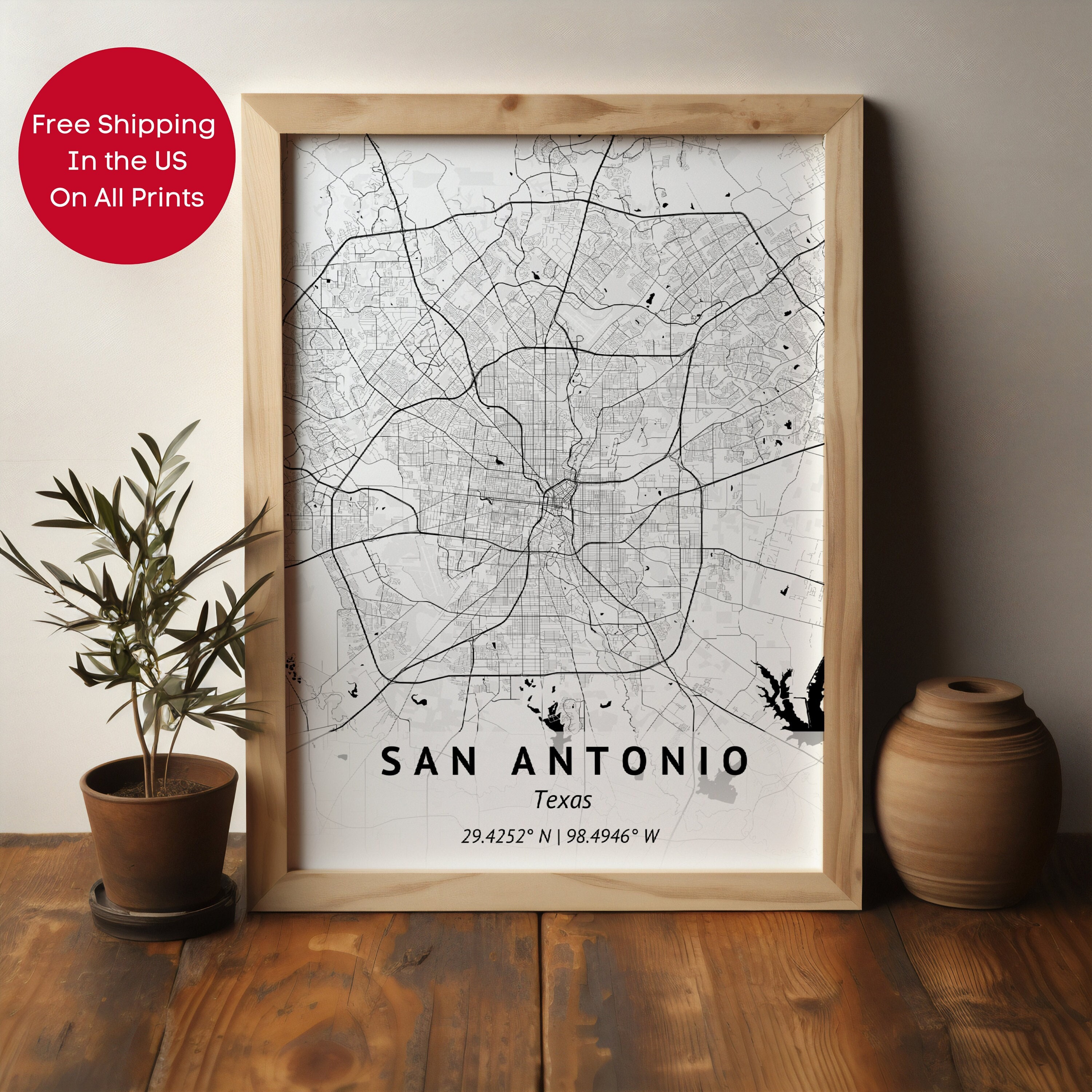 Custom City Map San Antonio Texas Map Print City Map Print San Antonio ...