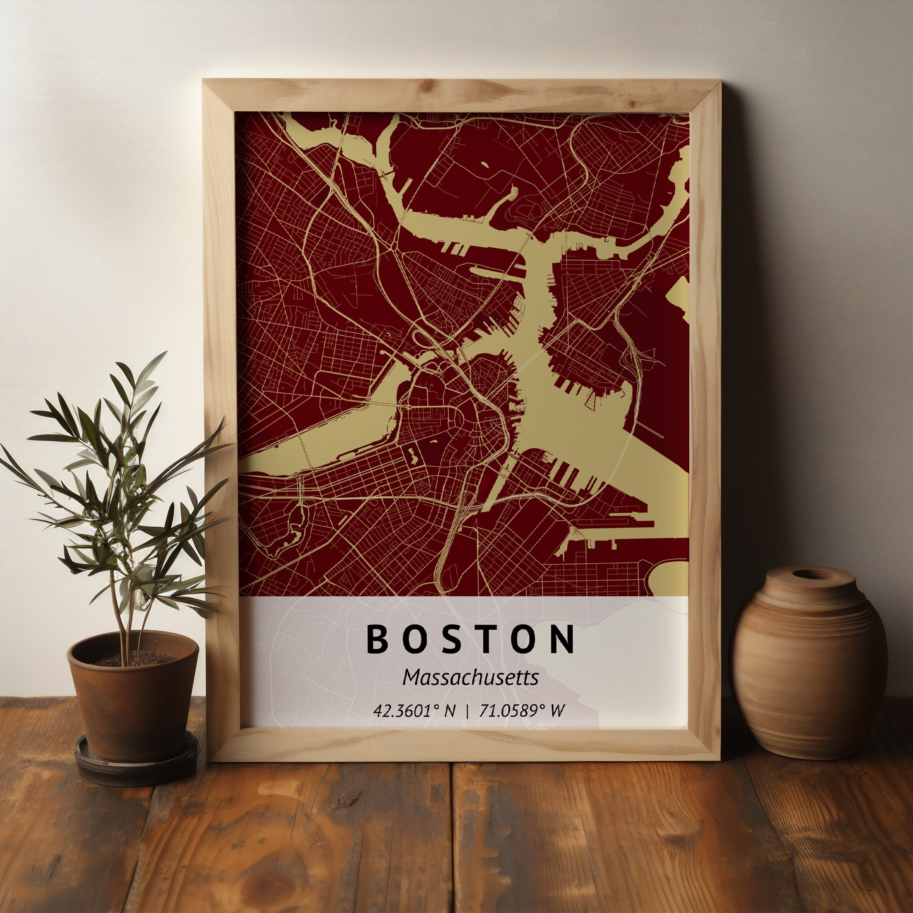 Custom City Map Map Print Boston Massachusetts boston Map Print ...