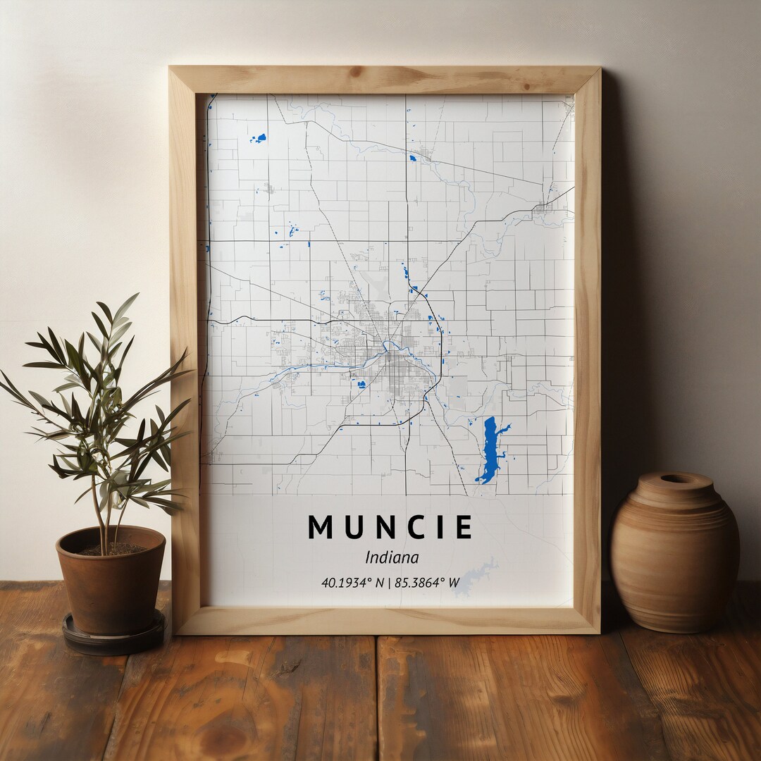 Custom City Map Map Print Muncie Indiana Muncie Map Print Indiana Map ...