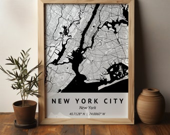 Custom City Map | Map Print | New York City | New York CIty Map Print | City Map Print New York | Custom Map Print | Wall Art Décor | Map