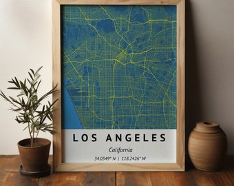 Aangepaste stadsplattegrond | Kaart afdrukken | Los Angeles Californië | Los Angeles kaart afdrukken | Stadsplattegrond afdrukken LA | Aangepaste kaart afdrukken | Kunst aan de muur decor | Kaart