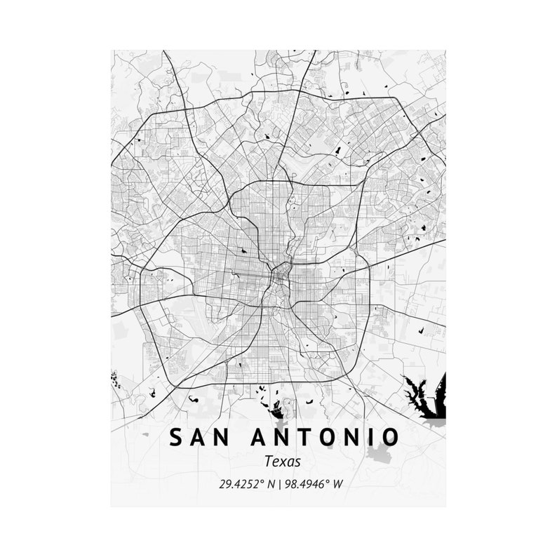 Custom City Map San Antonio Texas Map Print City Map Print San Antonio Map Print San Antonio ...