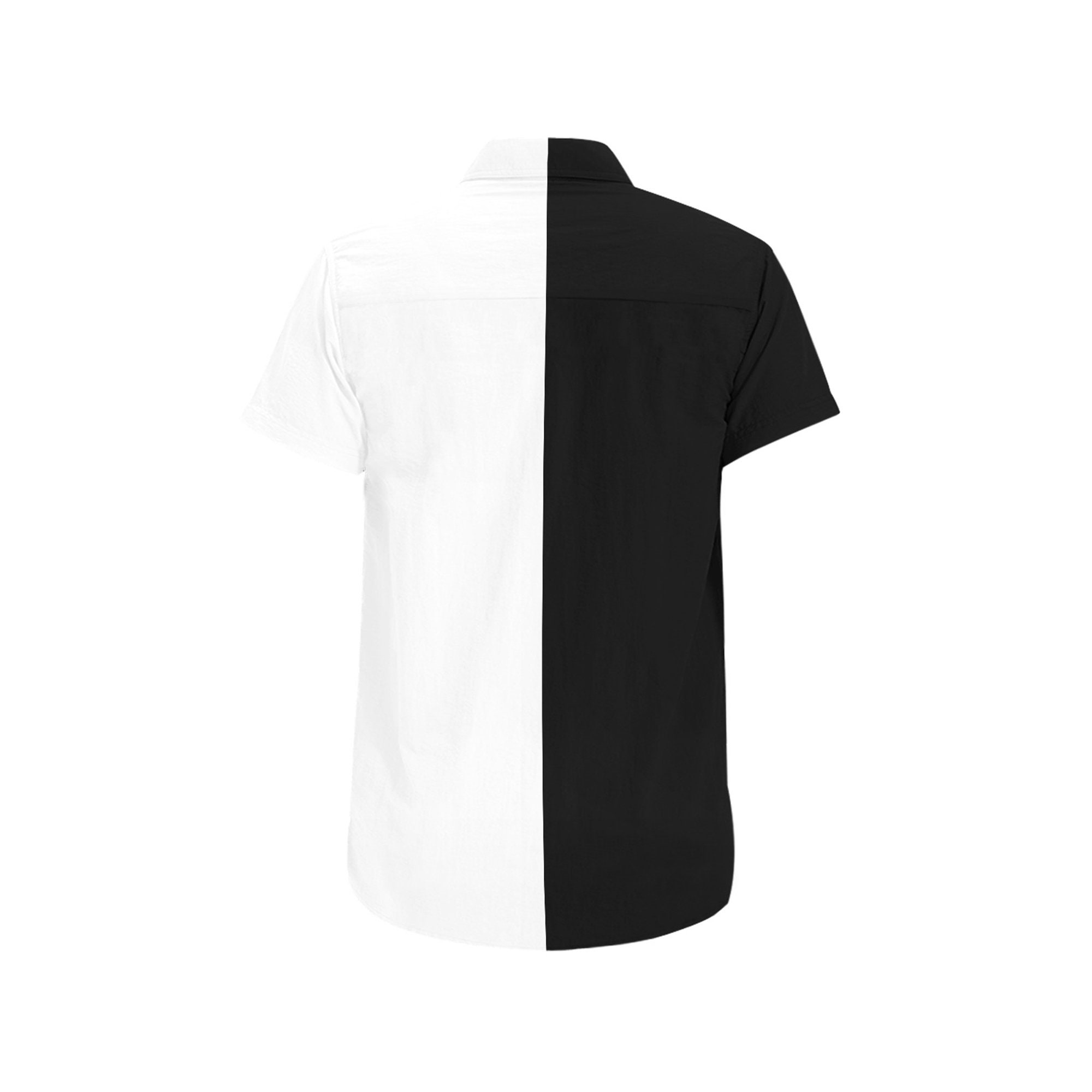 Men's Two Tone Colors Half Black Half White Shirt Sleeve Button Down