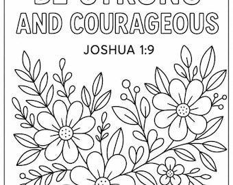 Be Strong and Courageous Coloring Page | Joshua 1:9 Scripture Printable