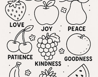Fruits of the Spirit Coloring Page | Christian Preschool Printable | Bible Lesson for Kids