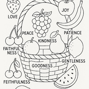 Fruits of the Spirit Coloring Pages & Activity Book for Kids | Christian Printable Bible Activity | Galatians 5:22-23 | Sunday School Crafts