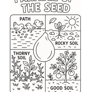 Parable of the Seed Coloring Page + Bible Lesson | Matthew 13 Printable PDF for Kids
