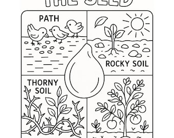 Parable of the Seed Coloring Page + Bible Lesson | Matthew 13 Printable PDF for Kids