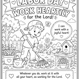 Labor Day Christian Coloring Page | Colossians 3:23 Bible Activity (Digital Download)